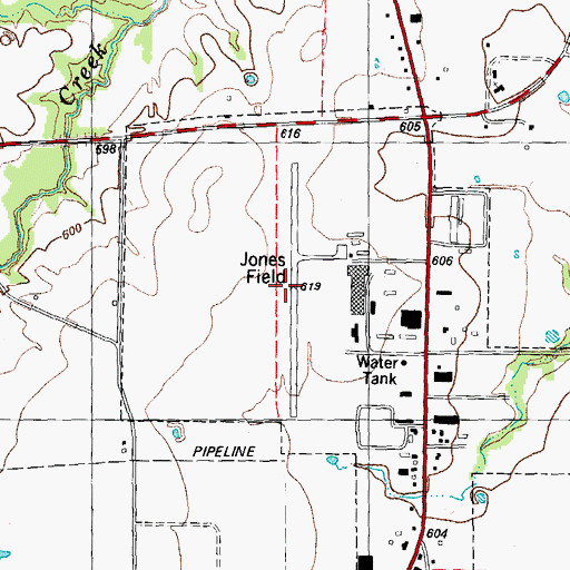 Topographic Map of Jones Field, TX