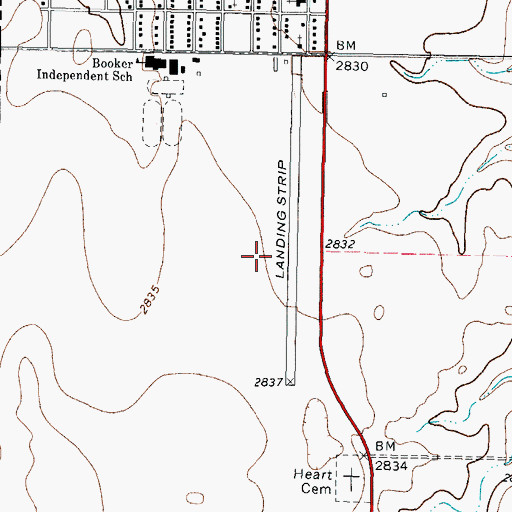 Topographic Map of Booker Airport (historical), TX