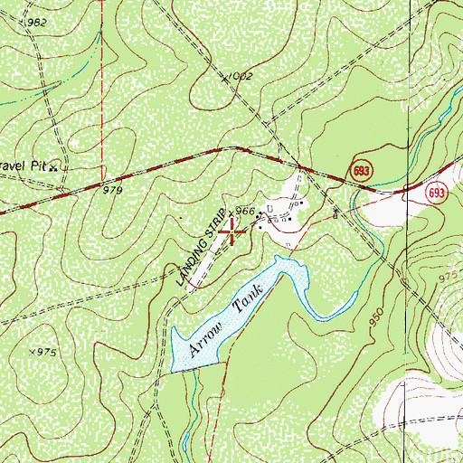 Topographic Map of Frerich Ranch Airport (historical), TX