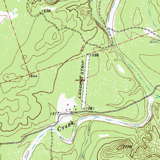 Topographic Map of De Long Ranch Airport (historical), TX
