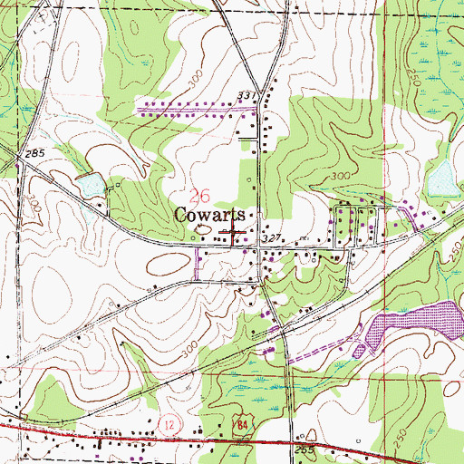 Topographic Map of Cowarts Baptist Church, AL