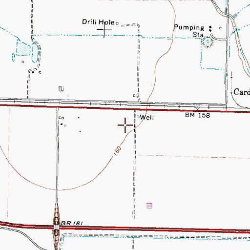 Topographic Map of Woods Airport, TX