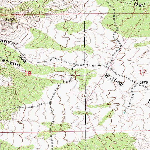 Topographic Map of Willow Spring Canyon, AZ