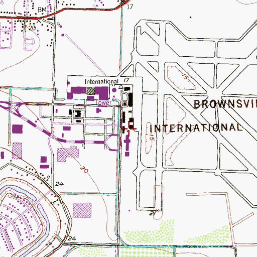 Topographic Map of Brownsville/South Padre Island International Airport, TX