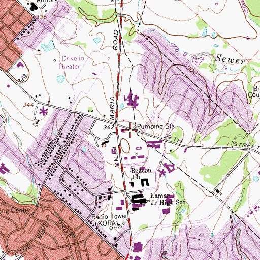 Topographic Map of Saint Joseph Hospital Heliport, TX