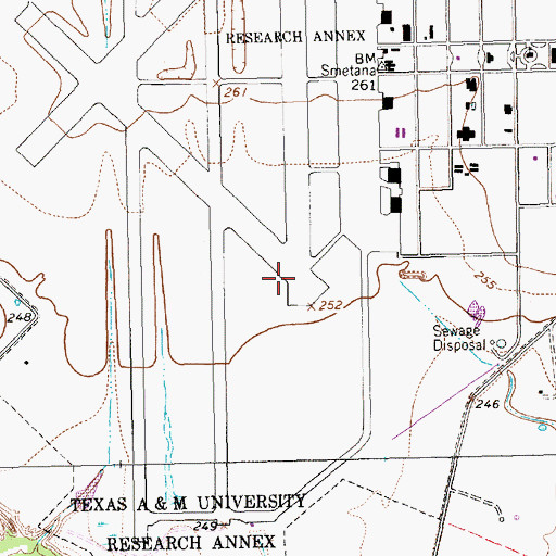 Topographic Map of Texas A & M Flight Test Station Airport, TX