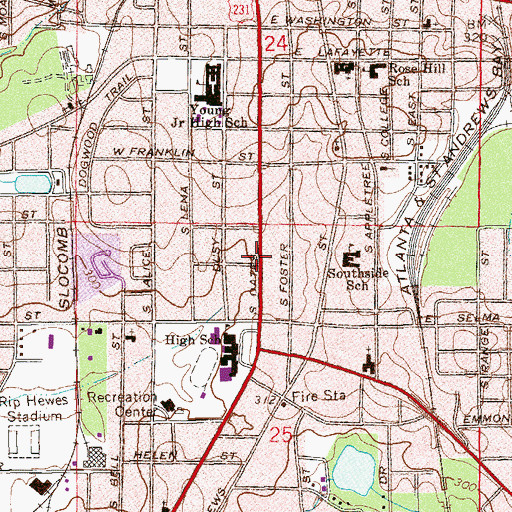 Topographic Map of Frasier Ellis Hospital (historical), AL