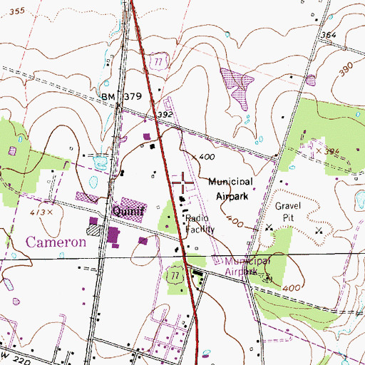 Topographic Map of Cameron Municipal Airpark, TX