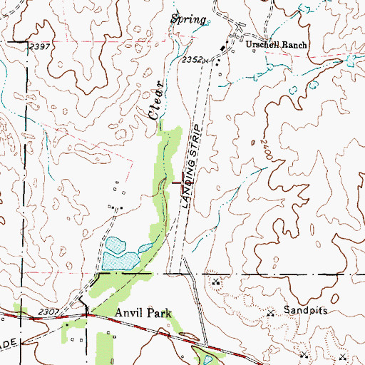 Topographic Map of Urschel Ranch Airport (historical), TX