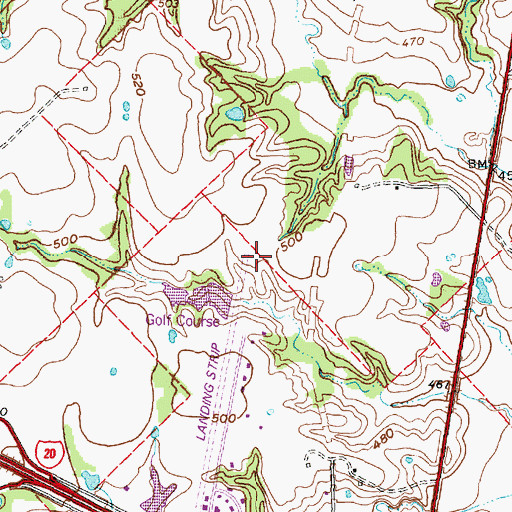Topographic Map of Canton-Hackney Airport, TX