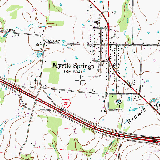 Topographic Map of Dennis's Flying Farm Airport, TX