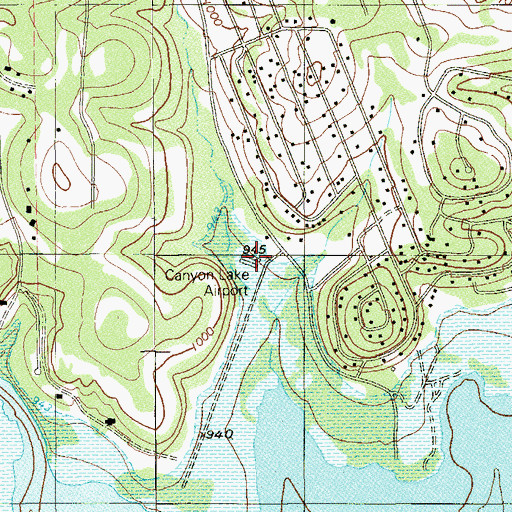 Topographic Map of Canyon Lake Airport, TX