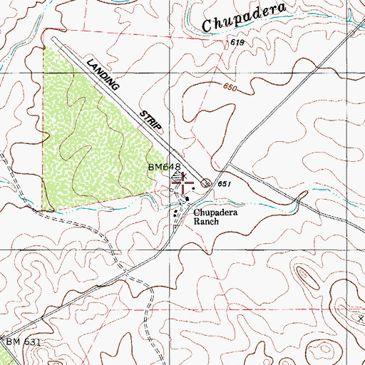 Topographic Map of Chupadera Ranch Airport, TX