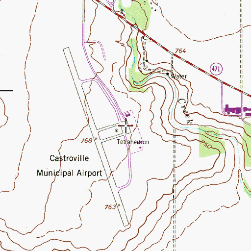Topographic Map of Castroville Municipal Airport, TX
