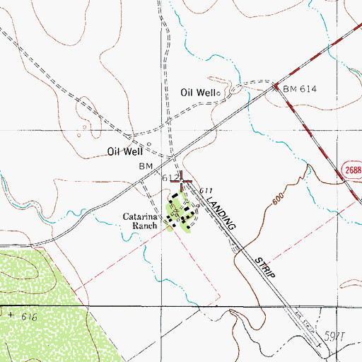 Topographic Map of Briscoes Catarina Ranch Airport, TX