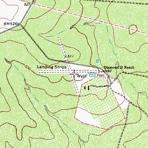 Topographic Map of Diamond H Ranch Airport, TX