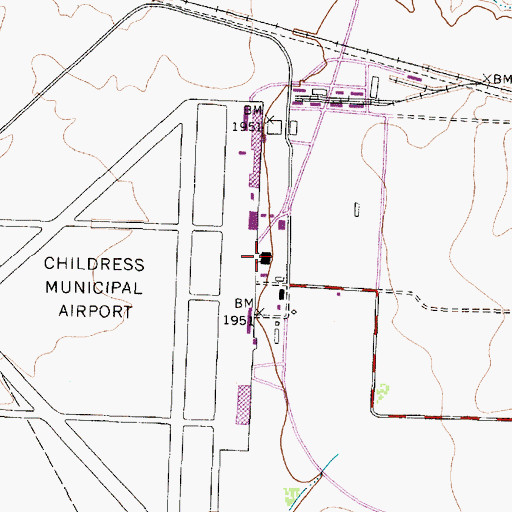 Topographic Map of Childress Municipal Airport, TX