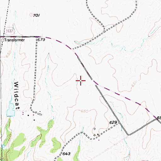 Topographic Map of Wildcat Canyon Airport, TX