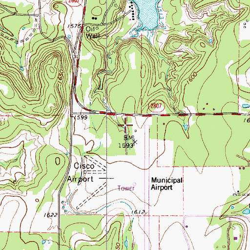 Topographic Map of Cisco Municipal Airport, TX