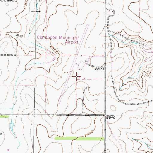 Topographic Map of Smiley Johnson Municipal Airport/Bass Field, TX