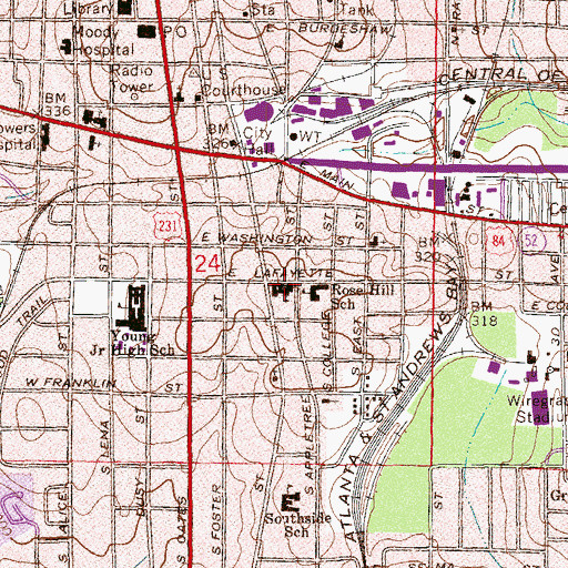 Topographic Map of Lafayette Street Methodist Episcopal Church, AL