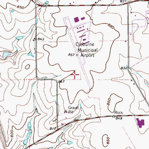 Topographic Map of Cleburne Regional Airport, TX