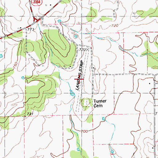 Topographic Map of Hayesport Airport (historical), TX