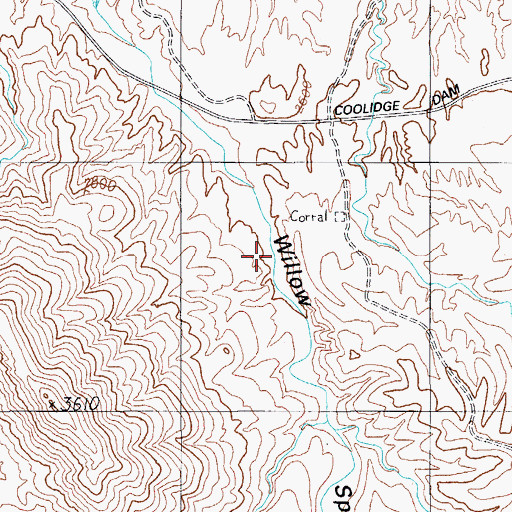 Topographic Map of Willow Spring Canyon, AZ