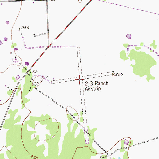 Topographic Map of 2 G Ranch Airport (historical), TX