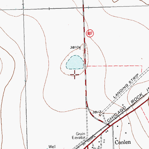 Topographic Map of Conlen Airport (historical), TX
