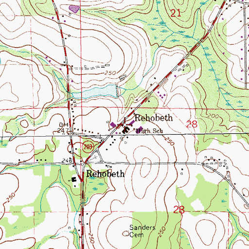 Topographic Map of Rehobeth High School, AL