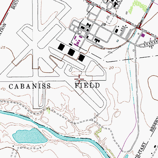 Topographic Map of Cabaniss Field Naval Outlying Field, TX
