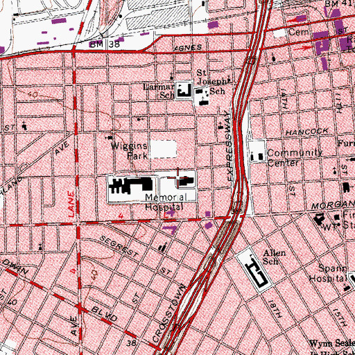 Topographic Map of Memorial Medical Center Heliport, TX