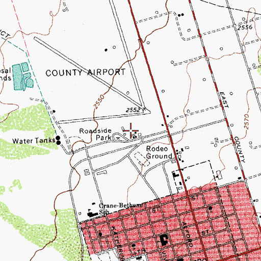 Topographic Map of Crane County Airport, TX