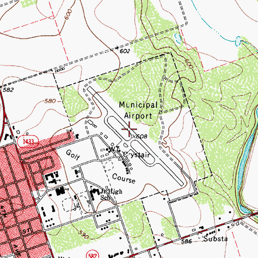 Topographic Map of Crystal City Municipal Airport, TX