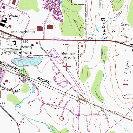 Topographic Map of Cuero Municipal Airport, TX
