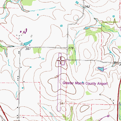 Topographic Map of Greater Morris County Airport, TX