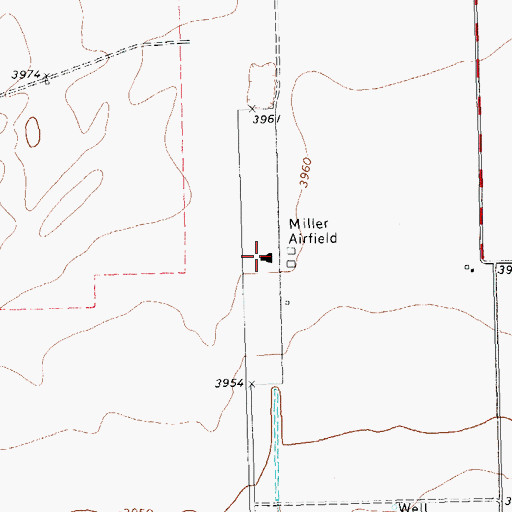 Topographic Map of Miller Airfield, TX