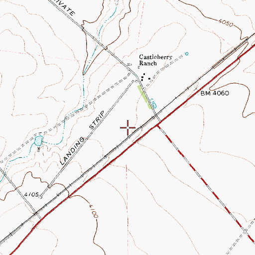 Topographic Map of Castleberry Ranch Airport (historical), TX