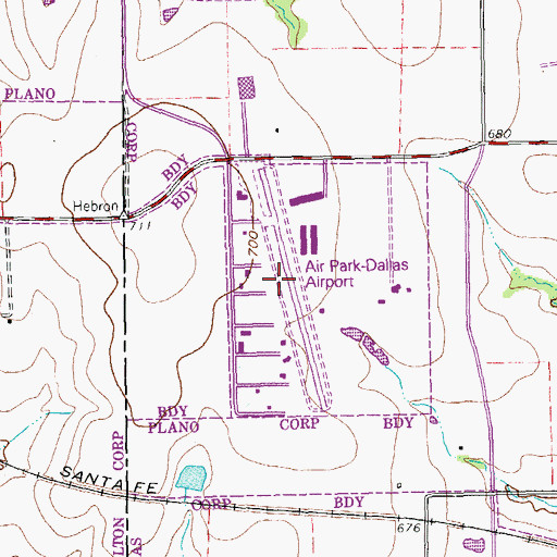 Topographic Map of Air Park-Dallas Airport, TX