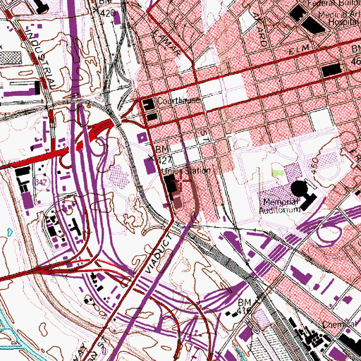 Topographic Map of Belo Broadcasting Heliport, TX