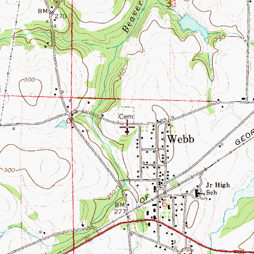 Topographic Map of Webb Baptist Church, AL