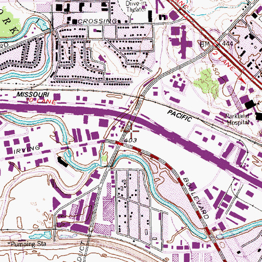 Topographic Map of Stemmons Place Heliport, TX