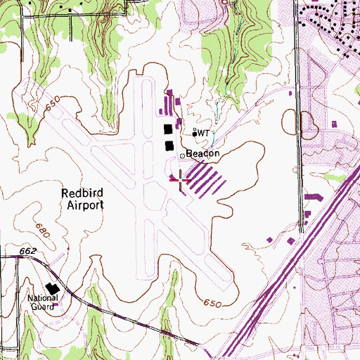 Topographic Map of Dallas Executive Airport, TX