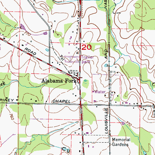 Topographic Map of Alabama Fork School (historical), AL