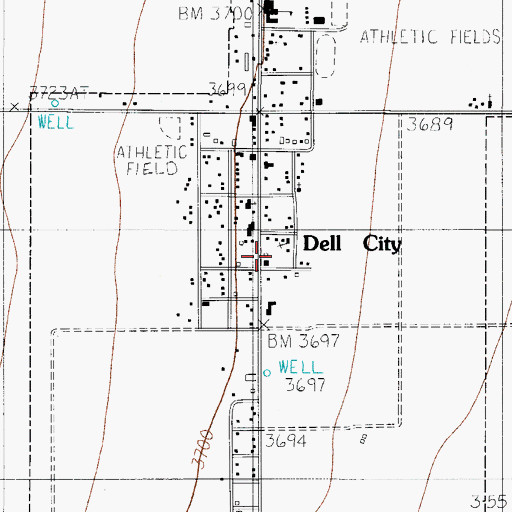Topographic Map of Dell City Heliport, TX