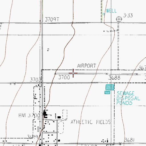 Topographic Map of Dell City Municipal Airport, TX