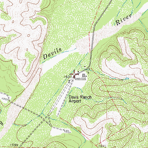 Topographic Map of Flying D Ranch Airport, TX