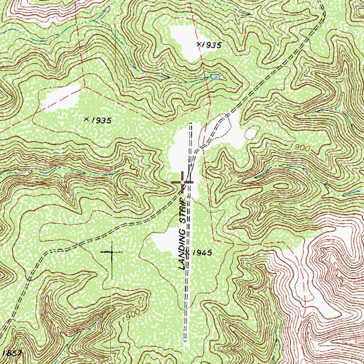 Topographic Map of RNK Ranch Airport, TX
