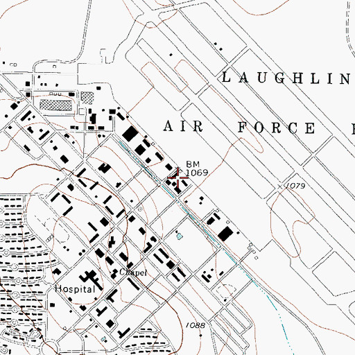 Topographic Map of Laughlin Air Force Base, TX
